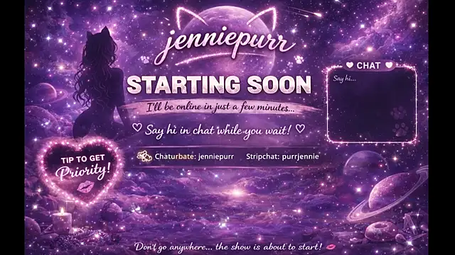 Snapshot of purrjennie chatting on March 31, 2026, 9:00 am purrjennie online show from March 31, 2026, 9:00 am